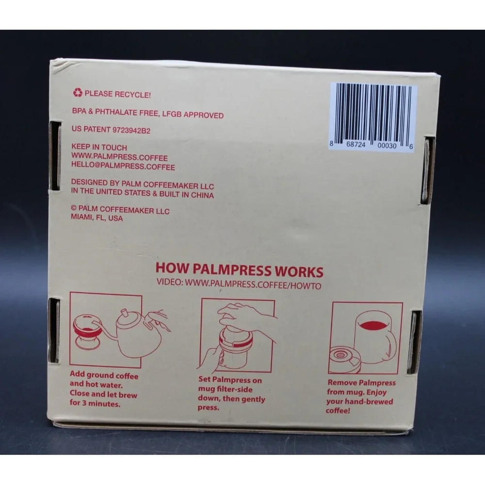 Palmpress Portable Coffee Press Hot Cold Brew Travel Maker Box 9723942B2